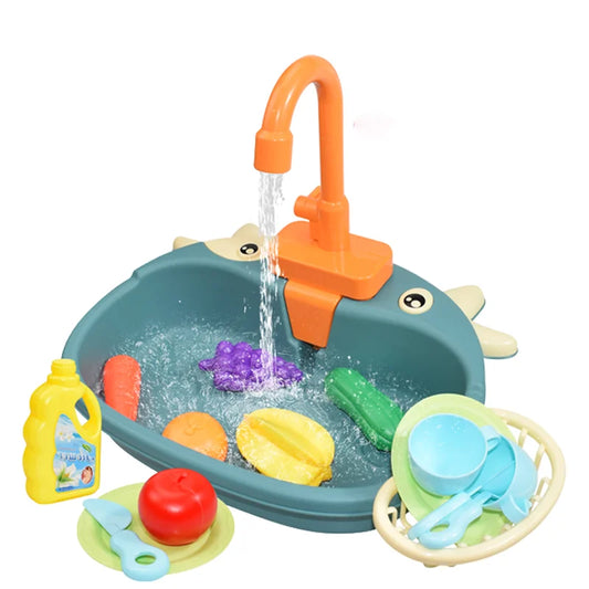 Kids Kitchen Sink Toys Simulation Electric Dishwasher Mini Kitchen Food Pretend Play House Toy Set Children Role Play Girl Toys